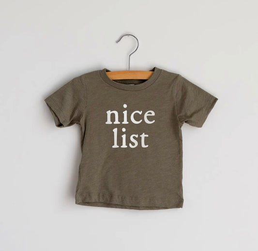 Nice List Olive Baby & Kids Christmas Tee