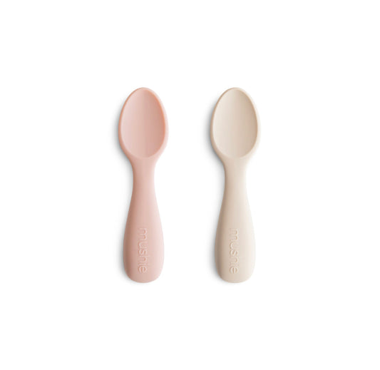 Silicone Toddler Starter Spoons 2-Pack - Blush/Shifting Sand