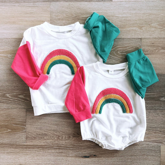 Rainbow Color Block Crewneck