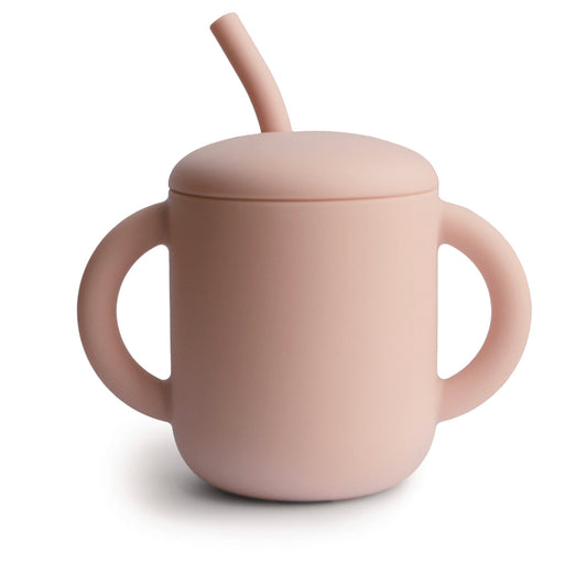 Silicone Training Cup + Straw - Blush