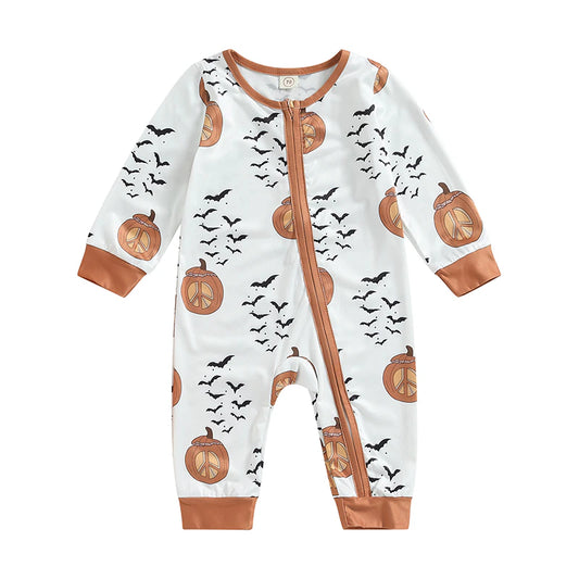 Bats & Jack-O-Lanterns Halloween Zip Up Pajamas