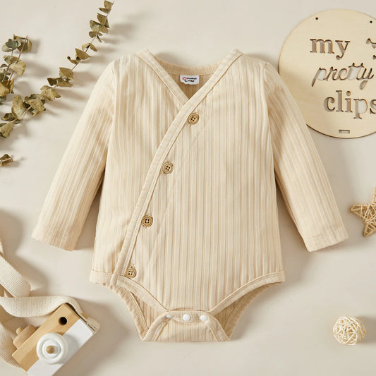 Ribbed Long Sleeve Onesie - Cream