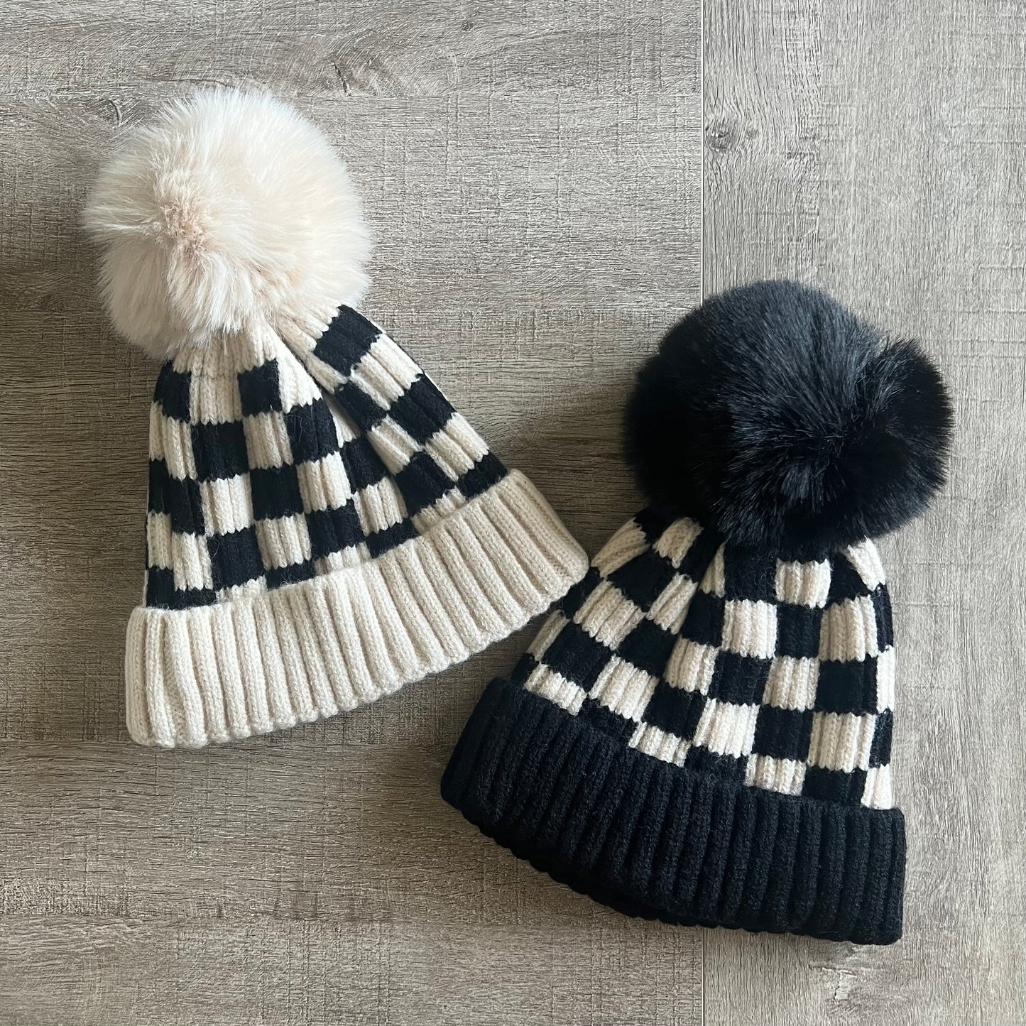 Checkered Pom Hat