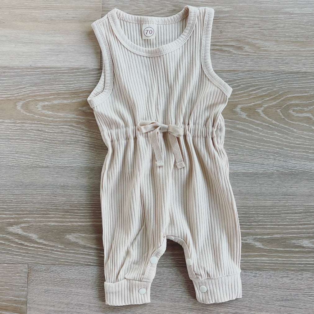 Cream Tank Drawstring Jumpsuit