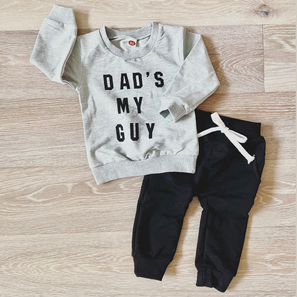 Dad's My Guy Crewneck & Joggers Set - Black