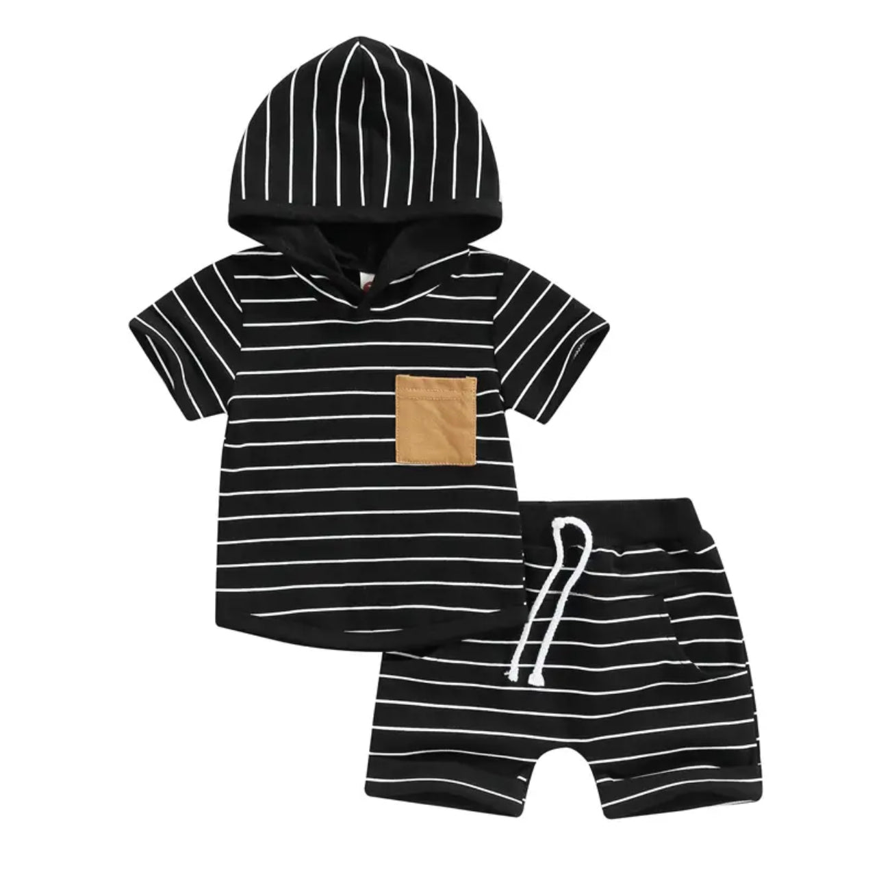 Harbor Hooded Tee & Shorts Set - Black